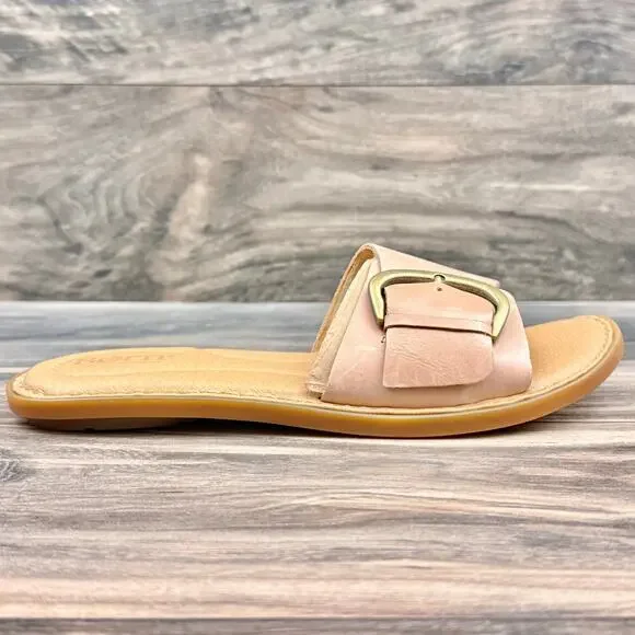 NIB Born Miarra 8M 38-39 Leather Big Buckle Slide Flat Sandals Blush - Picture 7 of 10